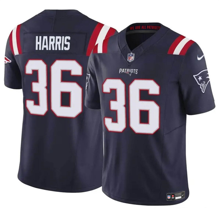 Men's New England Patriots #36 Kevin Harris Navy 2023 F.U.S.E. Vapor Limited Football Stitched Jersey